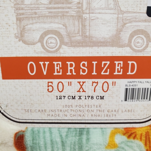 Happy Fall Y'all Farmhouse Truck Throw-NWT - Picture 2 of 4